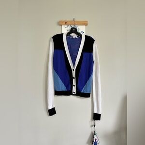 NWT PETER PILOTTO for Target Fishnet Colorblock Deep Vneck Cardigan Sweater XS